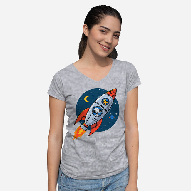 Space Beagle-Womens-V-Neck-Tee-erion_designs