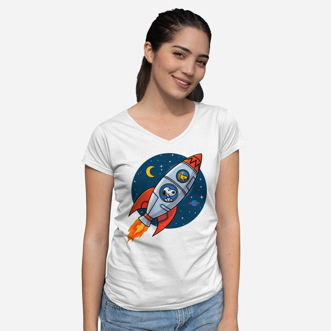 Space Beagle-Womens-V-Neck-Tee-erion_designs