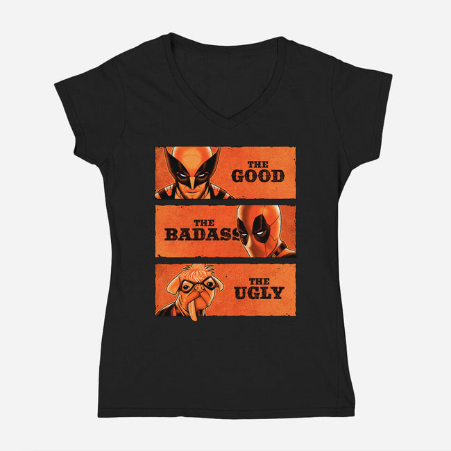 The Good The Badass The Ugly-Womens-V-Neck-Tee-patrickgp