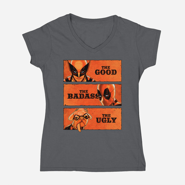 The Good The Badass The Ugly-Womens-V-Neck-Tee-patrickgp