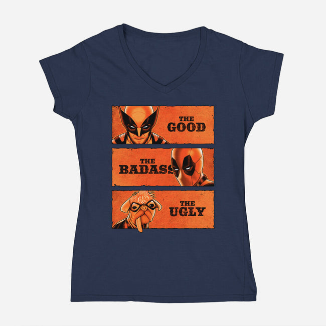 The Good The Badass The Ugly-Womens-V-Neck-Tee-patrickgp