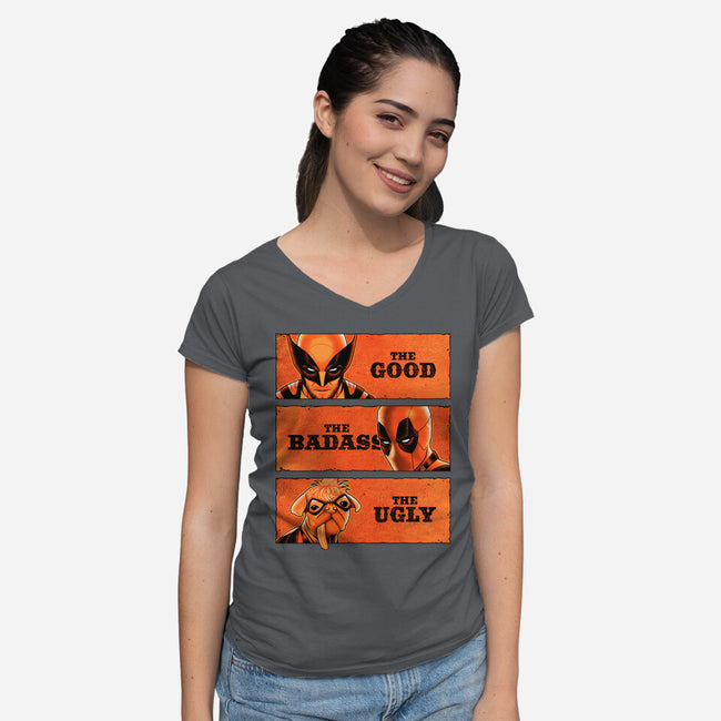 The Good The Badass The Ugly-Womens-V-Neck-Tee-patrickgp