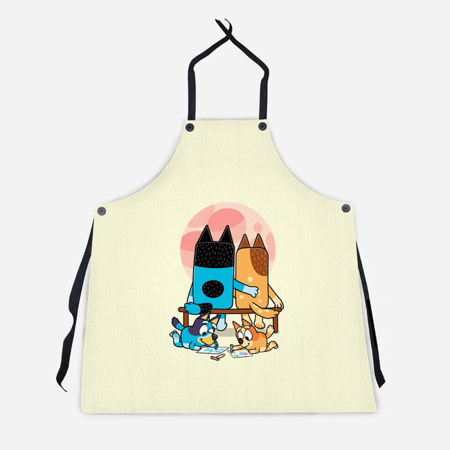 Heelers Gazing At The Moon-Unisex-Kitchen-Apron-jasesa