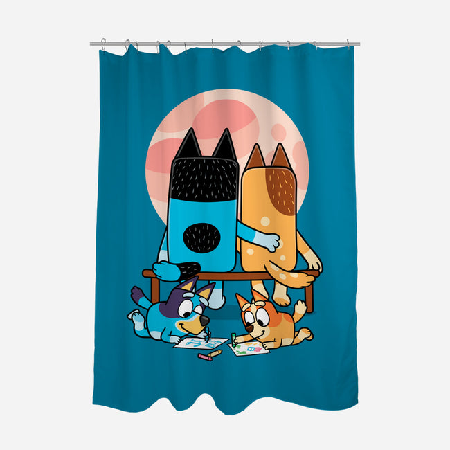 Heelers Gazing At The Moon-None-Polyester-Shower Curtain-jasesa