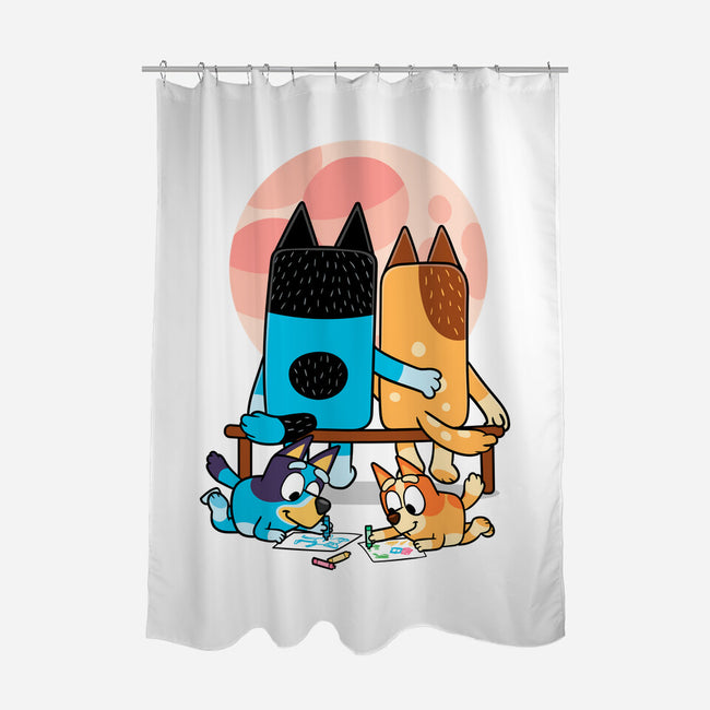 Heelers Gazing At The Moon-None-Polyester-Shower Curtain-jasesa