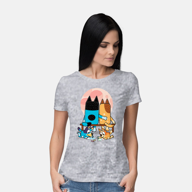 Heelers Gazing At The Moon-Womens-Basic-Tee-jasesa