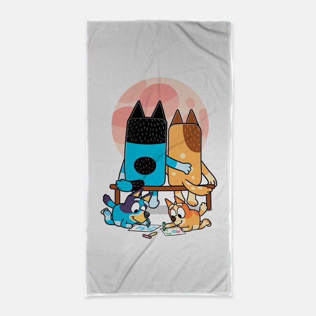 Heelers Gazing At The Moon-None-Beach-Towel-jasesa