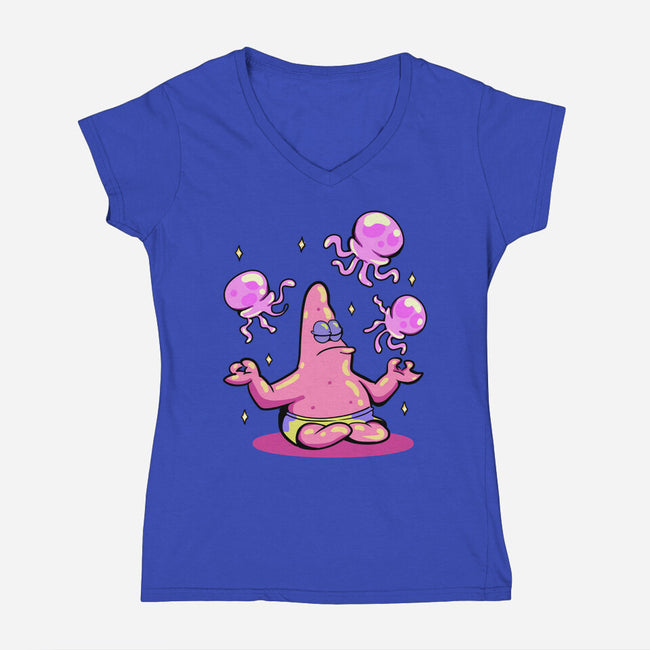 Star Meditation-Womens-V-Neck-Tee-nickzzarto