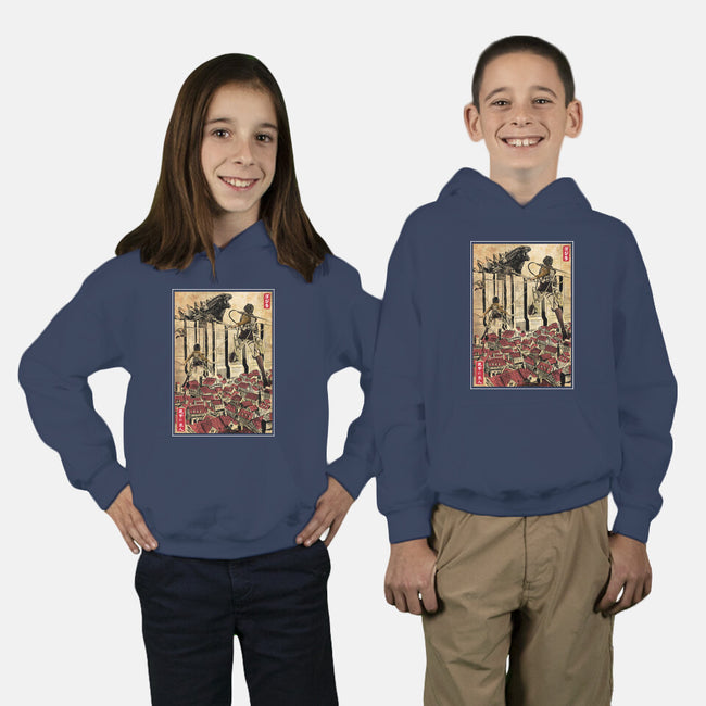 The King Of Monsters In Maria's Wall-Youth-Pullover-Sweatshirt-DrMonekers