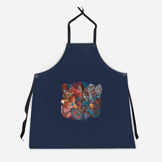 Cartoon Clash-Unisex-Kitchen-Apron-Skullpy