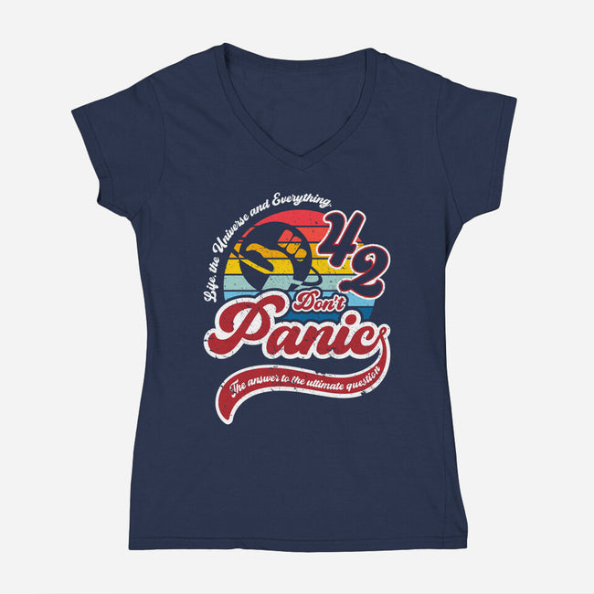 Don't Panic 42-Womens-V-Neck-Tee-DrMonekers