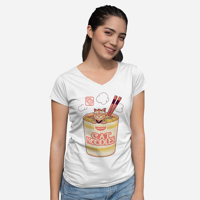 Instant Cat Noodles-Womens-V-Neck-Tee-vp021