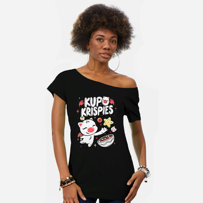 Kupo Krispies-Womens-Off Shoulder-Tee-Aarons Art Room