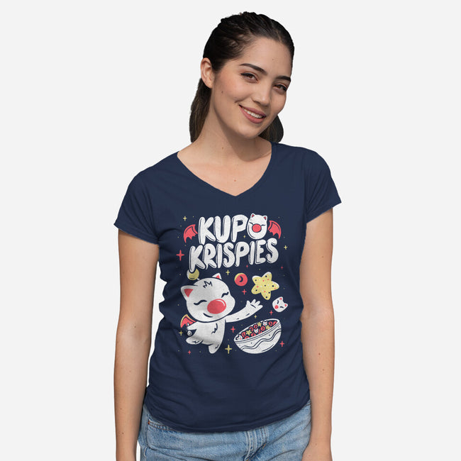 Kupo Krispies-Womens-V-Neck-Tee-Aarons Art Room