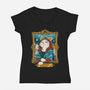 Meownalisa-Womens-V-Neck-Tee-yumie