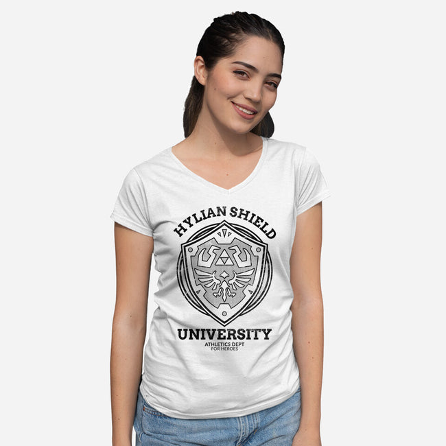 Heroes Shield-Womens-V-Neck-Tee-fanfreak1