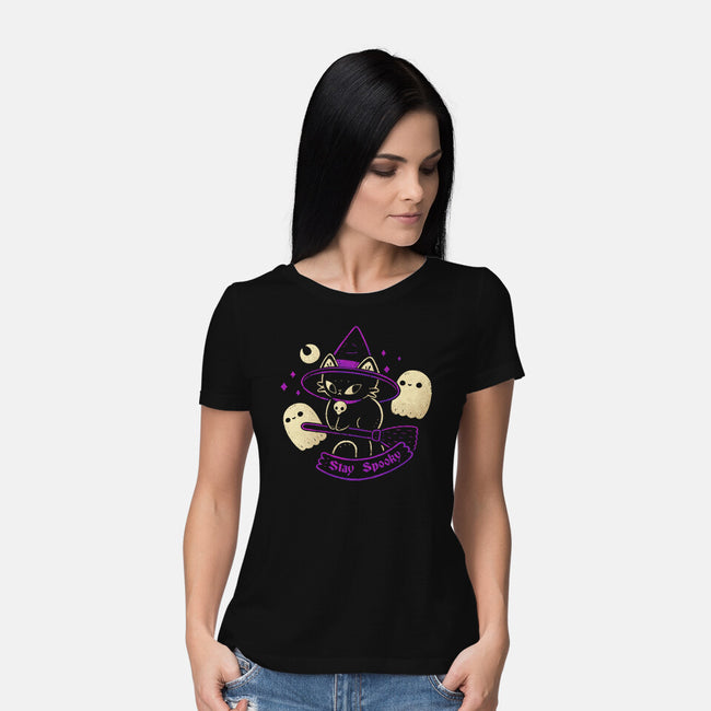 Witch Cat Stay Spooky-Womens-Basic-Tee-xMorfina