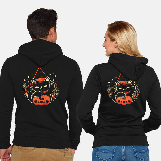 Halloween Maneki Neko-Unisex-Zip-Up-Sweatshirt-xMorfina