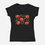 Cute Smiling Pumpkins-Womens-V-Neck-Tee-xMorfina