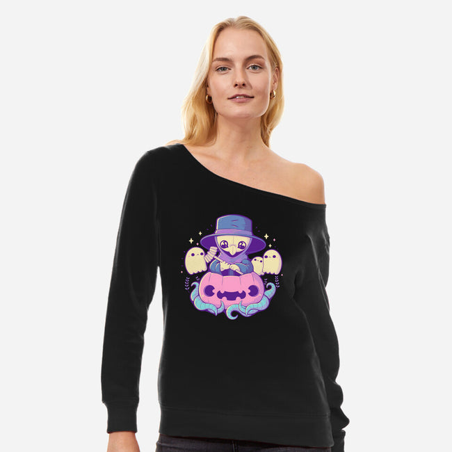 Cute Plague Doctor Pumpkin-Womens-Off Shoulder-Sweatshirt-xMorfina