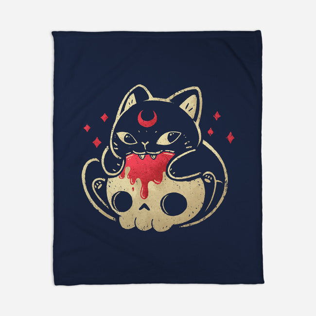 Creepy Black Cat-None-Fleece-Blanket-xMorfina