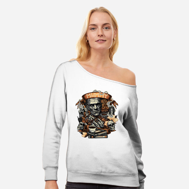 The Mummy Rises Again-Womens-Off Shoulder-Sweatshirt-glitchygorilla