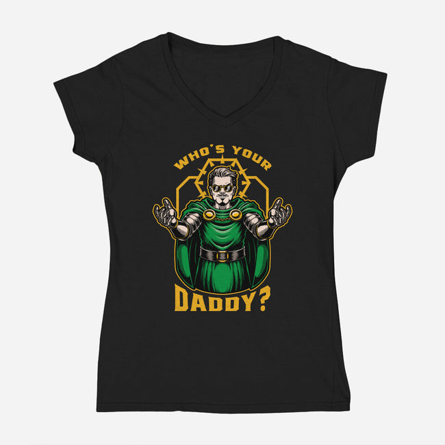 Doom Daddy Comic Villain-Womens-V-Neck-Tee-Studio Mootant