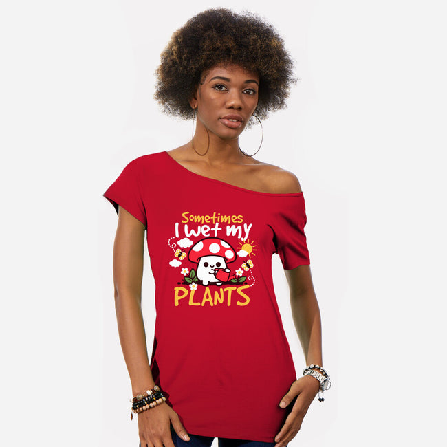 Sometimes I Wet My Plants-Womens-Off Shoulder-Tee-NemiMakeit