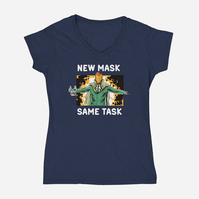 New Mask-Womens-V-Neck-Tee-Gleydson Barboza