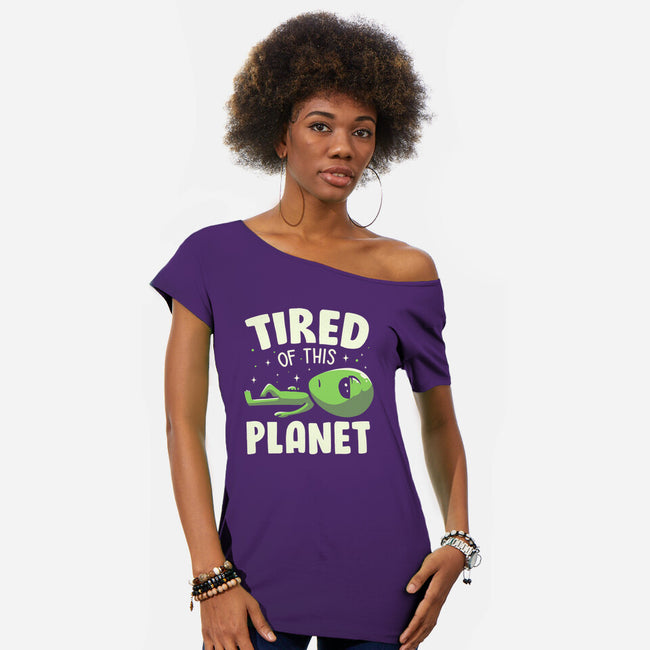 Tired Of This Planet-Womens-Off Shoulder-Tee-koalastudio