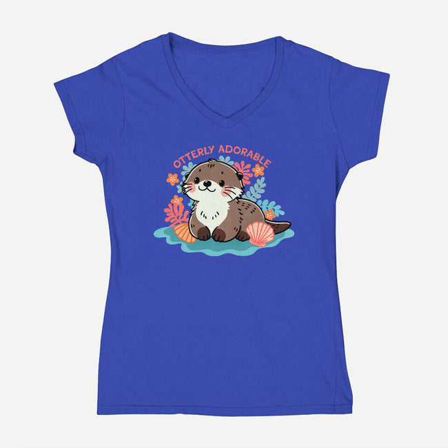 Otterly Adorable-Womens-V-Neck-Tee-fanfreak1