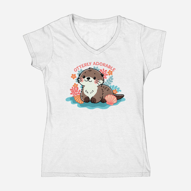 Otterly Adorable-Womens-V-Neck-Tee-fanfreak1