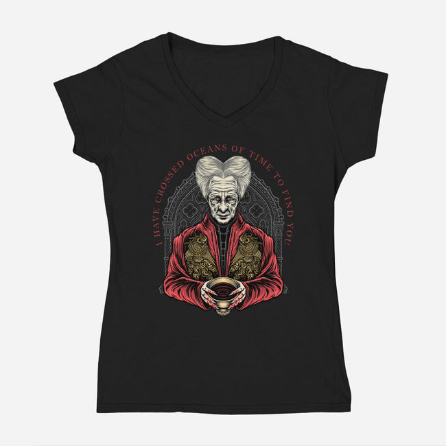 The Impaler-Womens-V-Neck-Tee-glitchygorilla