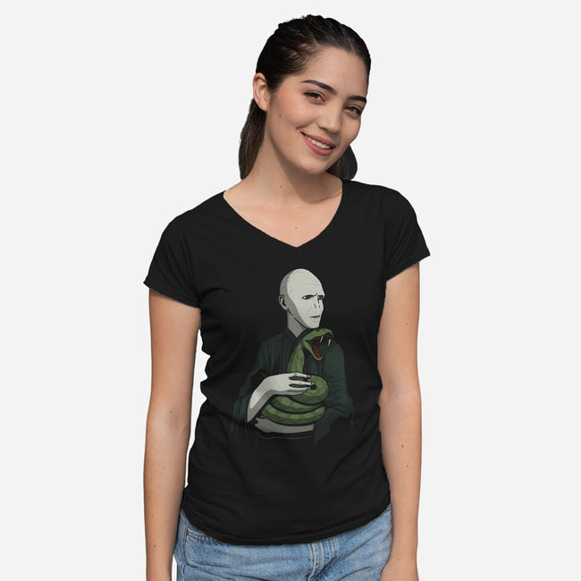 Lord With A Snake-Womens-V-Neck-Tee-jasesa