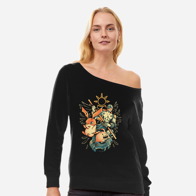 Digital Hamster Evolution-Womens-Off Shoulder-Sweatshirt-Arigatees