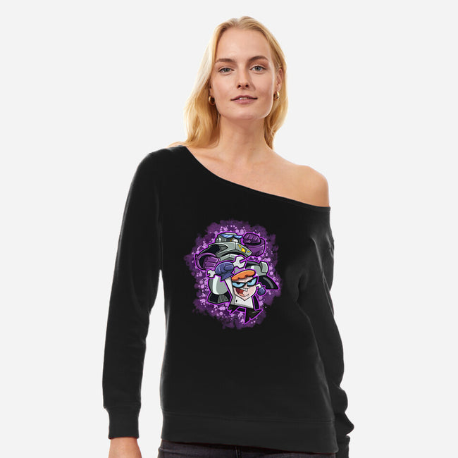 My Robot Battle-Womens-Off Shoulder-Sweatshirt-nickzzarto