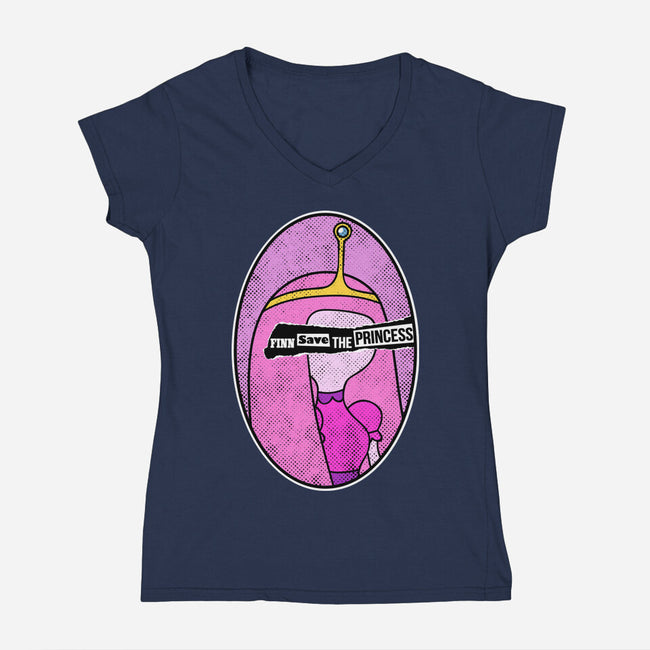 Finn Save Her-Womens-V-Neck-Tee-demonigote