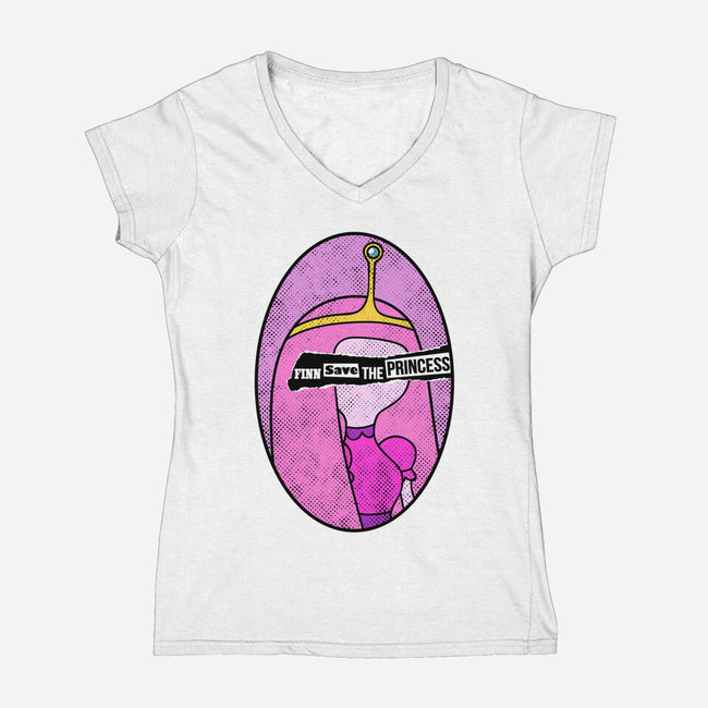 Finn Save Her-Womens-V-Neck-Tee-demonigote