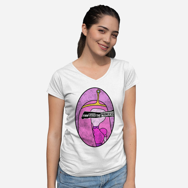 Finn Save Her-Womens-V-Neck-Tee-demonigote