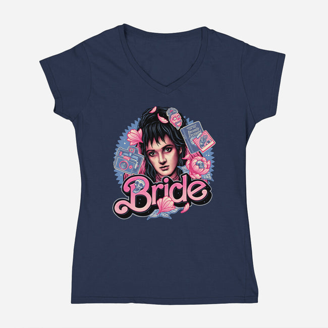 The Pink Bride-Womens-V-Neck-Tee-glitchygorilla