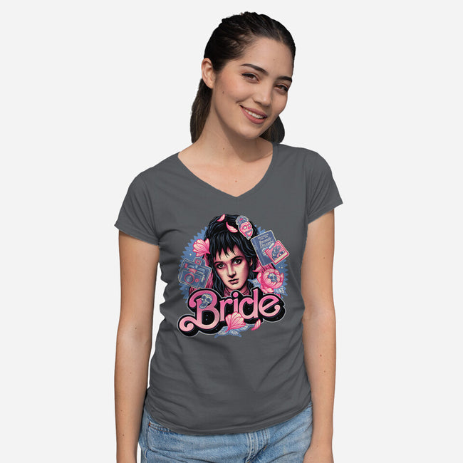 The Pink Bride-Womens-V-Neck-Tee-glitchygorilla