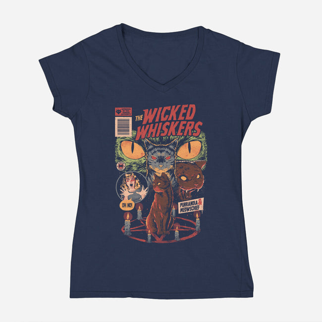 Wicked Whiskers-Womens-V-Neck-Tee-eduely