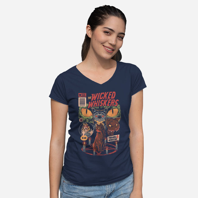 Wicked Whiskers-Womens-V-Neck-Tee-eduely