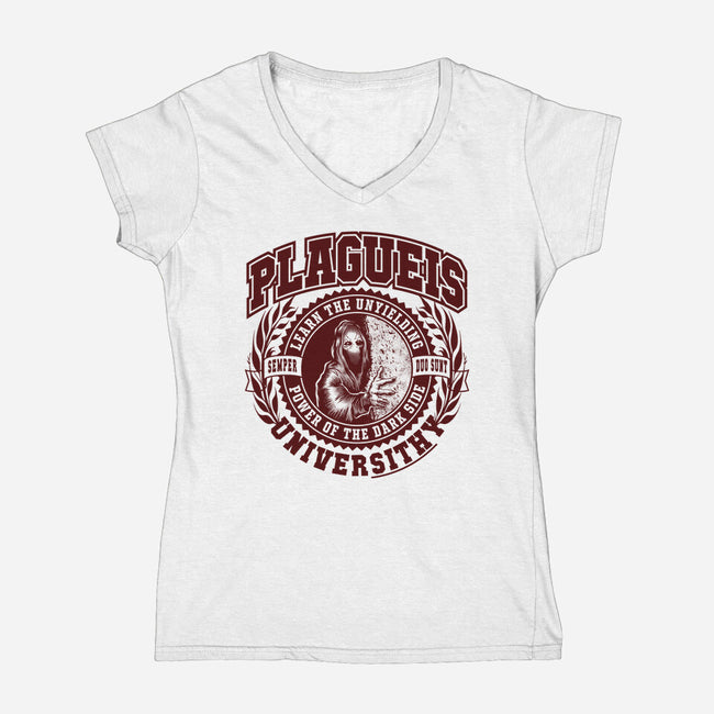 Plagueis Universithy-Womens-V-Neck-Tee-Wheels