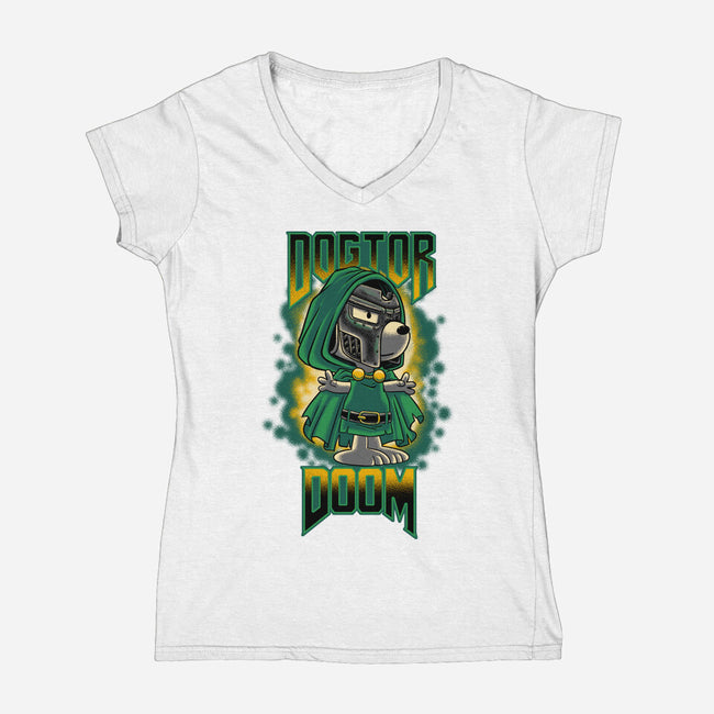 Dogtor Doom-Womens-V-Neck-Tee-rmatix