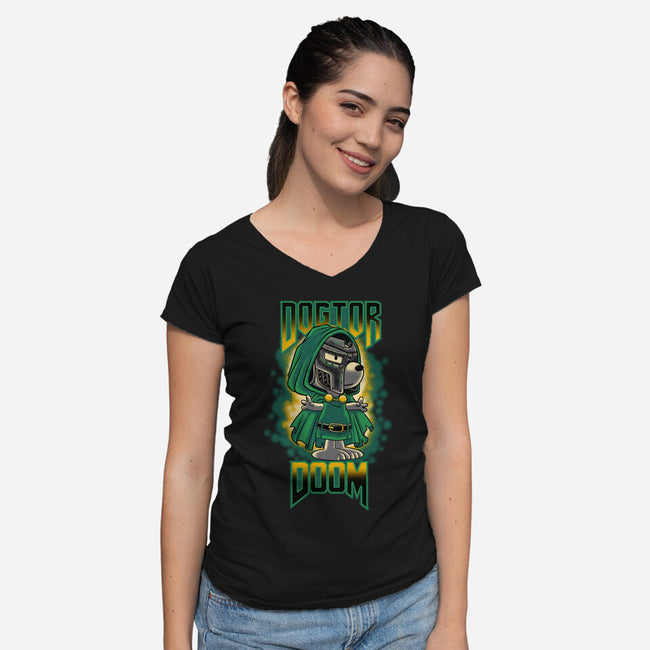 Dogtor Doom-Womens-V-Neck-Tee-rmatix