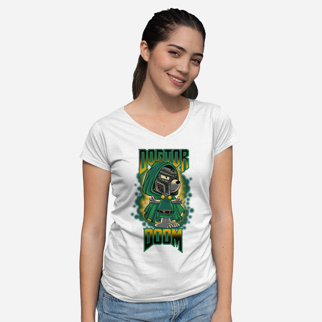 Dogtor Doom-Womens-V-Neck-Tee-rmatix