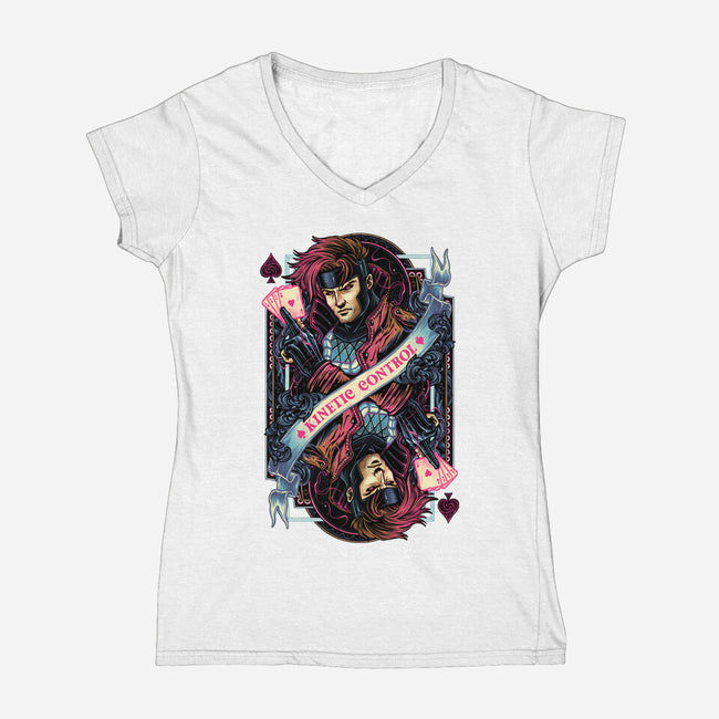 Kinetic Control Card-Womens-V-Neck-Tee-glitchygorilla