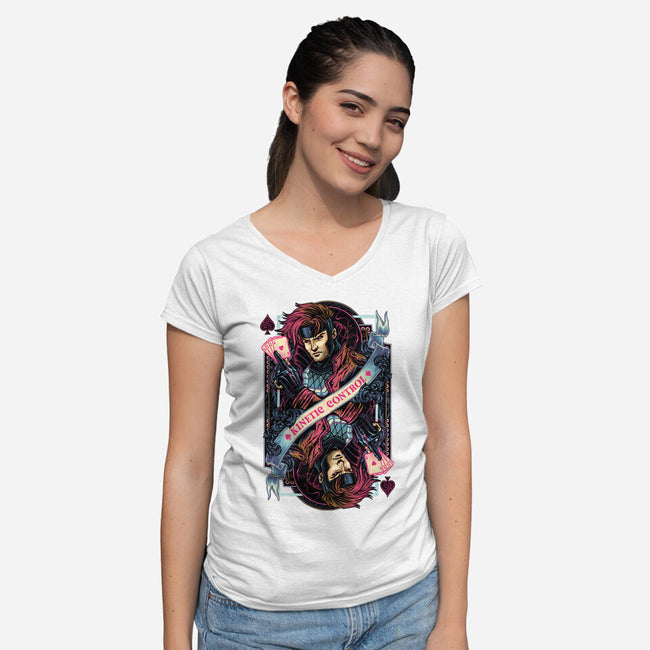 Kinetic Control Card-Womens-V-Neck-Tee-glitchygorilla