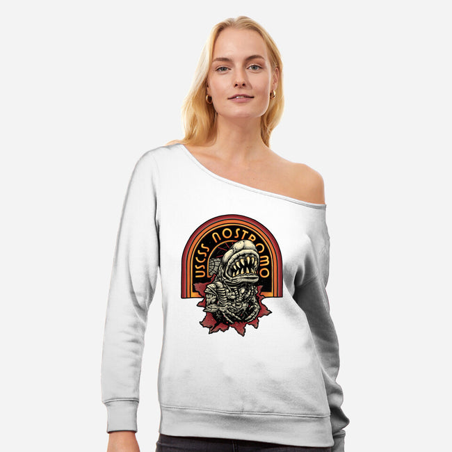 Chest Burster-Womens-Off Shoulder-Sweatshirt-glitchygorilla